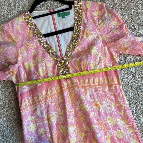 Tibi Dresses Tibi V-Neck Long Sleeved Print Dress Beade - Picture 9 of 13